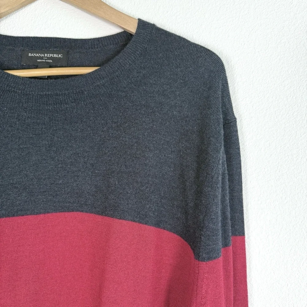 Banana Republic Merino Wool Pullover Sweater Mens XL Classic Preppy Colorblock